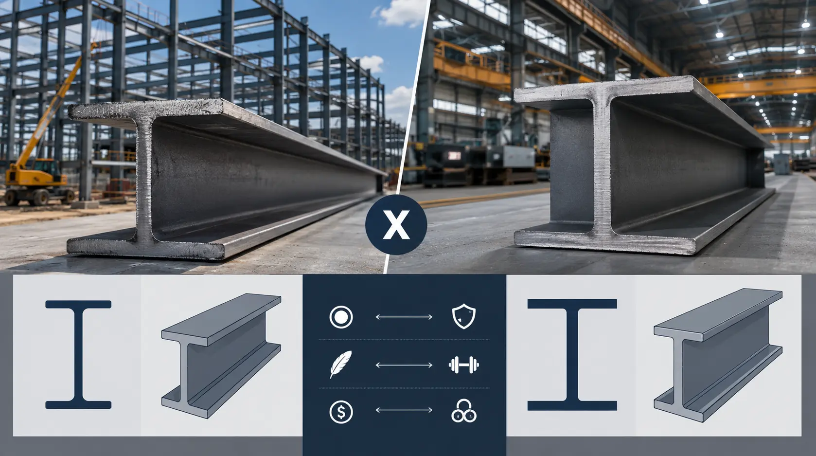 Diferença entre viga I e viga H na construção industrial e no setor siderúrgico